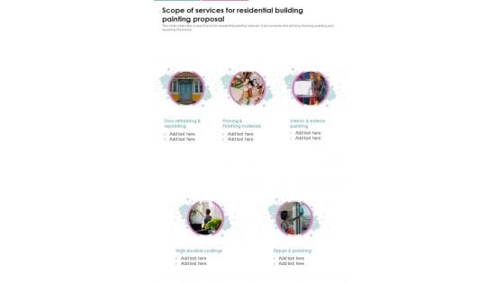 Scope Of Services For Residential Building Painting Proposal One Pager Sample Example Document