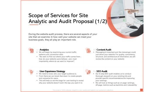 Scope Of Services For Site Analytic And Audit Proposal Content Ppt Infographics Master Slide PDF