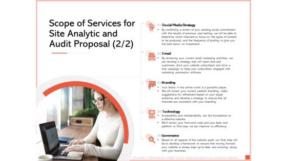 Scope Of Services For Site Analytic And Audit Proposal Email Ppt Show Examples PDF