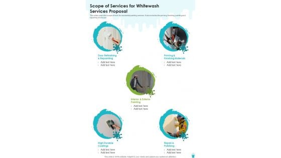 Scope Of Services For Whitewash Services Proposal One Pager Sample Example Document