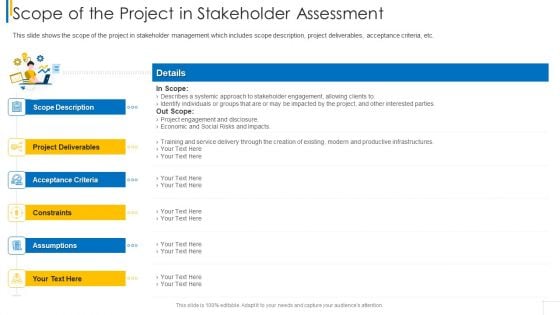 Scope Of The Project In Stakeholder Assessment Summary PDF