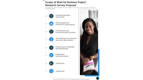 Scope Of Work For Business Project Research Survey Proposal One Pager Sample Example Document