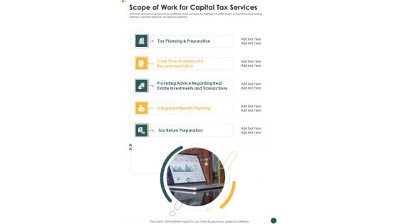 Scope Of Work For Capital Tax Services One Pager Sample Example Document