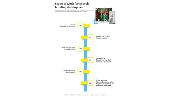 Scope Of Work For Church Building Development One Pager Sample Example Document