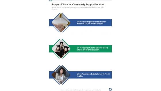Scope Of Work For Community Support Services One Pager Sample Example Document