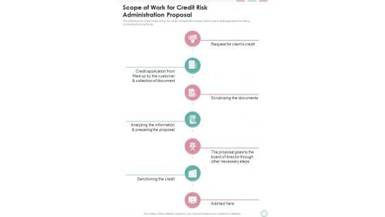 Scope Of Work For Credit Risk Administration Proposal One Pager Sample Example Document Scope Of Work For Credit Risk Administration Proposal One Pager Sample Example Document