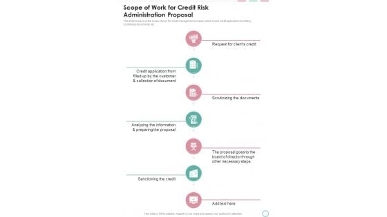 Scope Of Work For Credit Risk Administration Proposal One Pager Sample Example Document