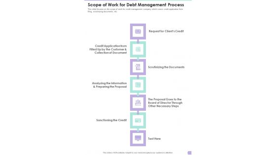 Scope Of Work For Debt Management Process One Pager Sample Example Document