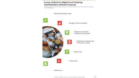 Scope Of Work For Digital Food Ordering Administration Software Proposal One Pager Sample Example Document Scope Of Work For Digital Food Ordering Administration Software Proposal One Pager Sample Example Document