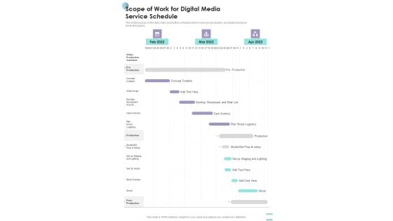 Scope Of Work For Digital Media Service Schedule One Pager Sample Example Document