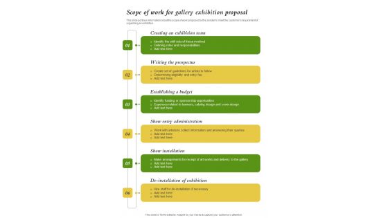 Scope Of Work For Gallery Exhibition Proposal One Pager Sample Example Document Scope Of Work For Gallery Exhibition Proposal One Pager Sample Example Document
