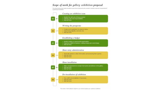 Scope Of Work For Gallery Exhibition Proposal One Pager Sample Example Document