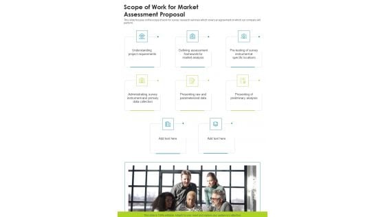 Scope Of Work For Market Assessment Proposal One Pager Sample Example Document