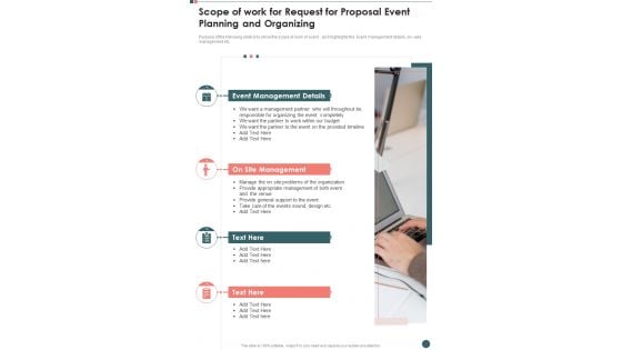 Scope Of Work For Request For Proposal Event Planning And Organizing One Pager Sample Example Document