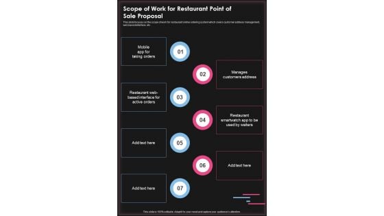 Scope Of Work For Restaurant Point Of Sale Proposal One Pager Sample Example Document