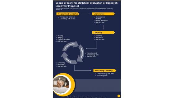 Scope Of Work For Statistical Evaluation Of Research Discovery Proposal One Pager Sample Example Document