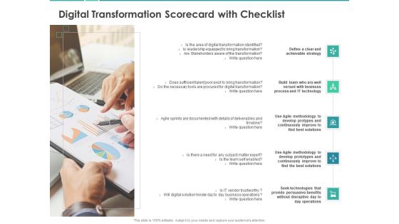 Scorecard Measure Digital Shift Progress Digital Transformation Scorecard With Checklist Rules PDF