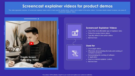 Screencast Explainer Videos For Product Demos Mockup PDF