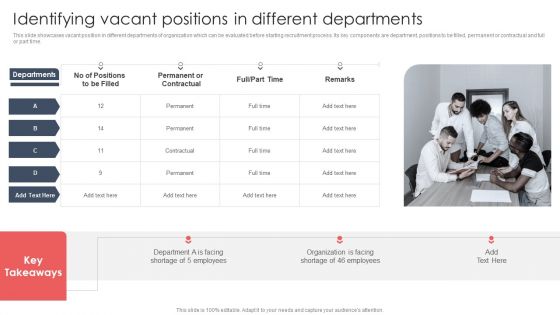 Screening And Staffing Identifying Vacant Positions In Different Departments Diagrams PDF