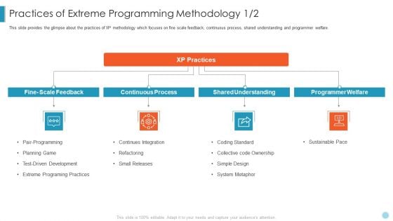 Scrum Crystal XP Development IT Practices Of Extreme Programming Methodology Design Ppt Portfolio Ideas PDF