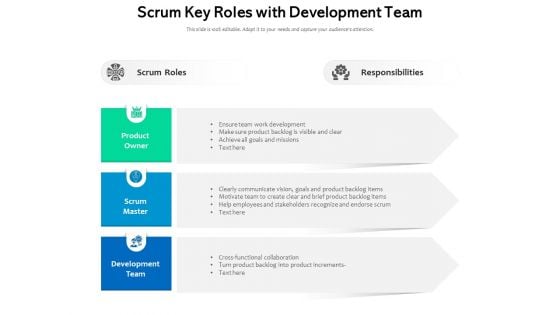 Scrum Key Roles With Development Team Ppt PowerPoint Presentation Show Slide Download PDF