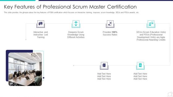 Scrum Master Certification Courses IT Key Features Of Professional Scrum Master Certification Icons PDF