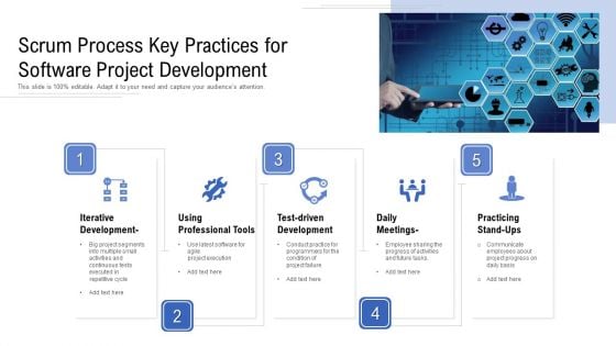 Scrum Process Key Practices For Software Project Development Ppt Layouts Introduction PDF