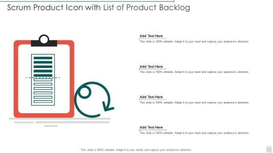 Scrum Product Icon With List Of Product Backlog Summary PDF