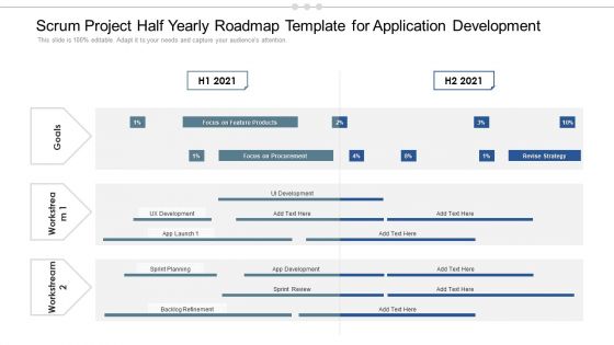 Scrum Project Half Yearly Roadmap Template For Application Development Portrait