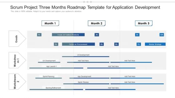 Scrum Project Three Months Roadmap Template For Application Development Inspiration