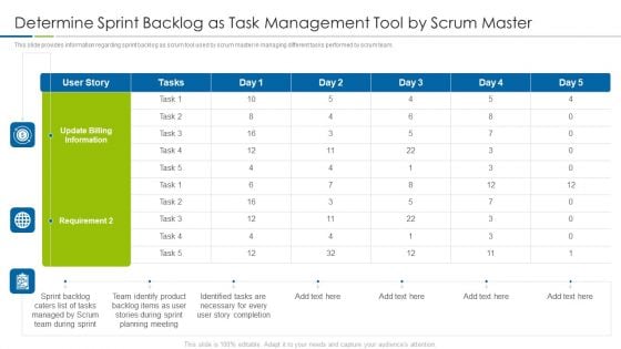 Scrum Techniques Deployed Agile Members It Determine Sprint Backlog As Task Management Tool By Scrum Master Pictures PDF