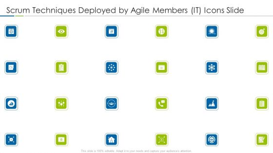 Scrum Techniques Deployed By Agile Members It Icons Slide Summary PDF