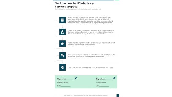 Seal The Deal For IP Telephony Services Proposal One Pager Sample Example Document