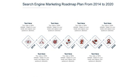 Search Engine Marketing Roadmap Plan From 2014 To 2020 Ppt PowerPoint Presentation File Rules PDF