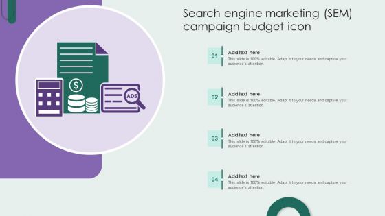 Search Engine Marketing SEM Campaign Budget Icon Brochure PDF