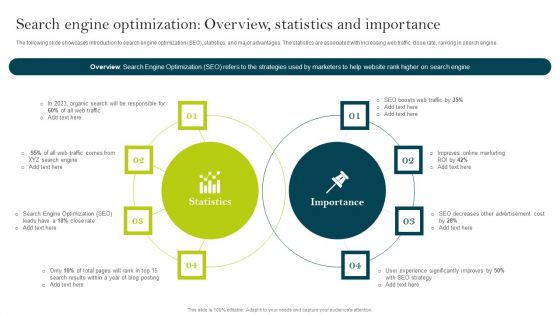 Search Engine Optimization Overview Statistics And Importance Ppt PowerPoint Presentation File Model PDF