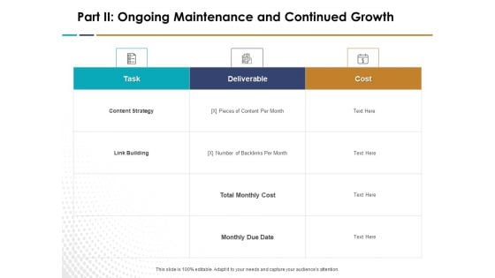 Search Engine Optimization Part II Ongoing Maintenance And Continued Growth Ppt Inspiration Guidelines PDF