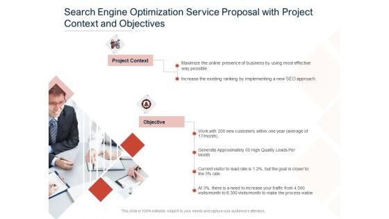 Search Engine Optimization Service Proposal With Project Context And Objectives Ppt PowerPoint Presentation File Infographic Template PDF