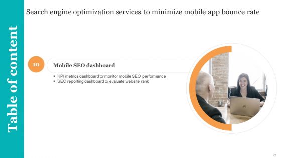 Search Engine Optimization Services To Minimize Mobile App Bounce Rate Ppt PowerPoint Presentation Complete Deck With Slides