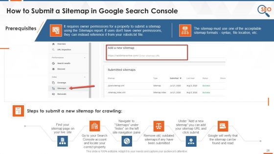 Search Engine Optimization Tool Google Search Console Training Deck On SEO Training Ppt
