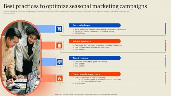 Seasonal Advertising Campaign Best Practices To Optimize Seasonal Marketing Campaigns Professional PDF Seasonal Advertising Campaign Best Practices To Optimize Seasonal Marketing Campaigns Professional PDF