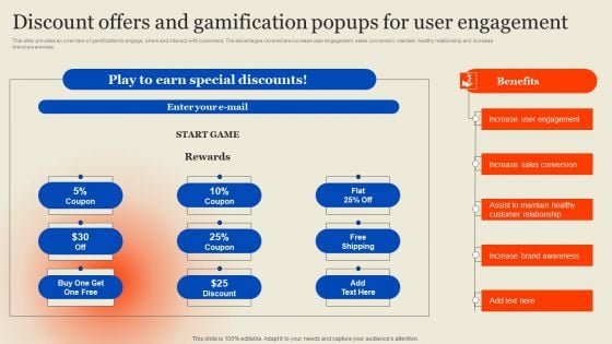 Seasonal Advertising Campaign Discount Offers And Gamification Popups For User Engagement Demonstration PDF