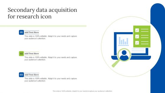 Secondary Data Acquisition For Research Icon Pictures PDF