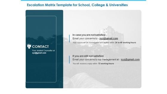 Sector Wise Escalation Grid Escalation Matrix Template For School College And Universities Inspiration PDF