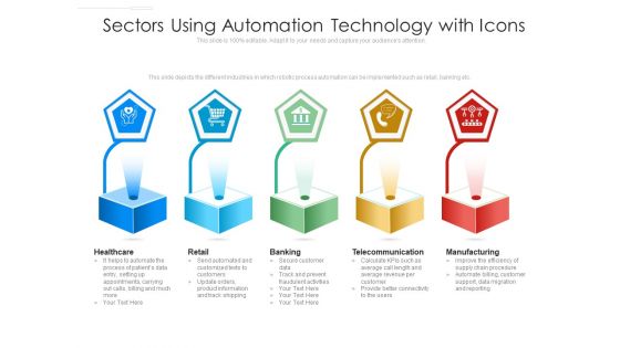 Sectors Using Automation Technology With Icons Ppt PowerPoint Presentation Layouts Professional PDF