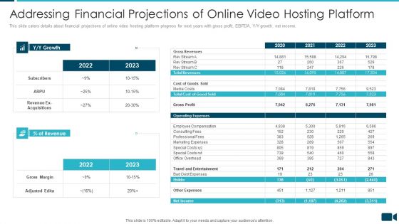 Secured Video Hosting Platform Investor Capital Funding Addressing Financial Projections Of Online Video Hosting Platform Rules PDF