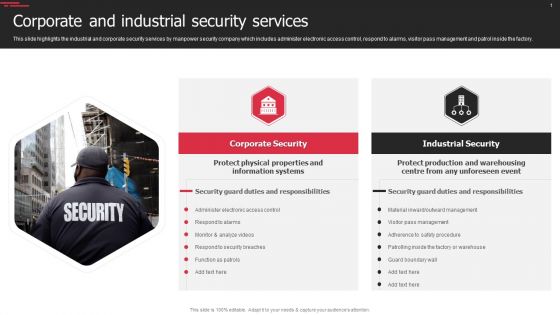 Security Agency Business Profile Corporate And Industrial Security Services Information PDF