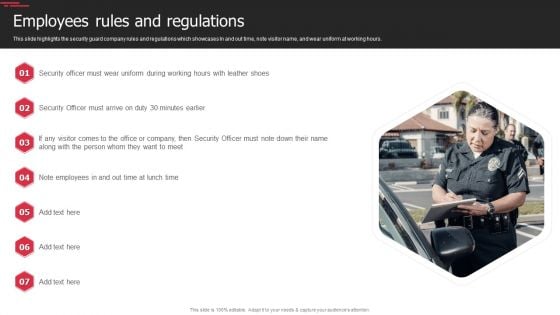 Security Agency Business Profile Employees Rules And Regulations Mockup PDF Security Agency Business Profile Employees Rules And Regulations Mockup PDF