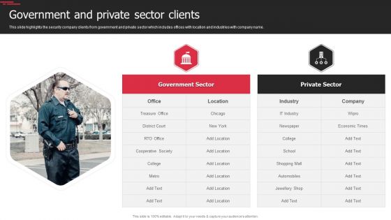 Security Agency Business Profile Government And Private Sector Clients Sample PDF Security Agency Business Profile Government And Private Sector Clients Sample PDF