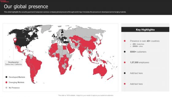 Security Agency Business Profile Our Global Presence Themes PDF